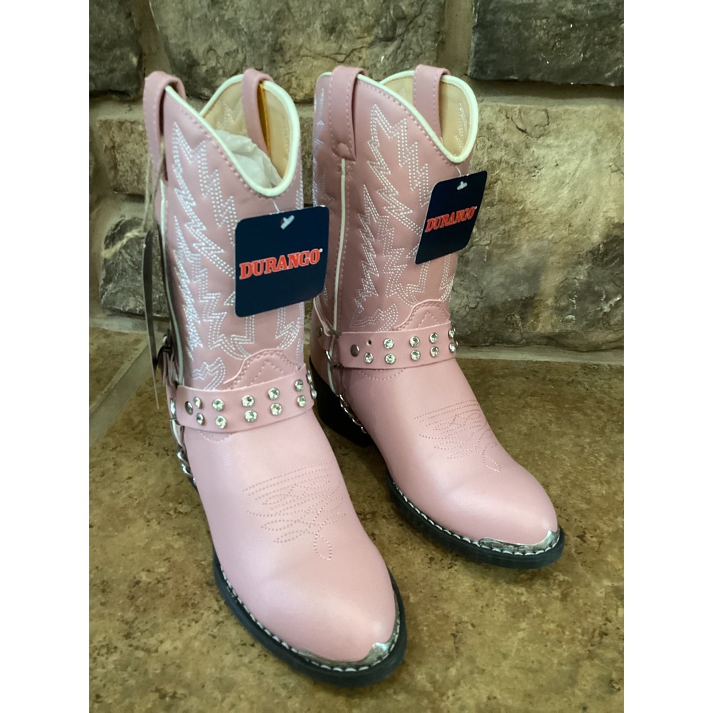Durango Lil Durango Pink Western Cowgirl Boots Rhinestone Harness Kids Size 3